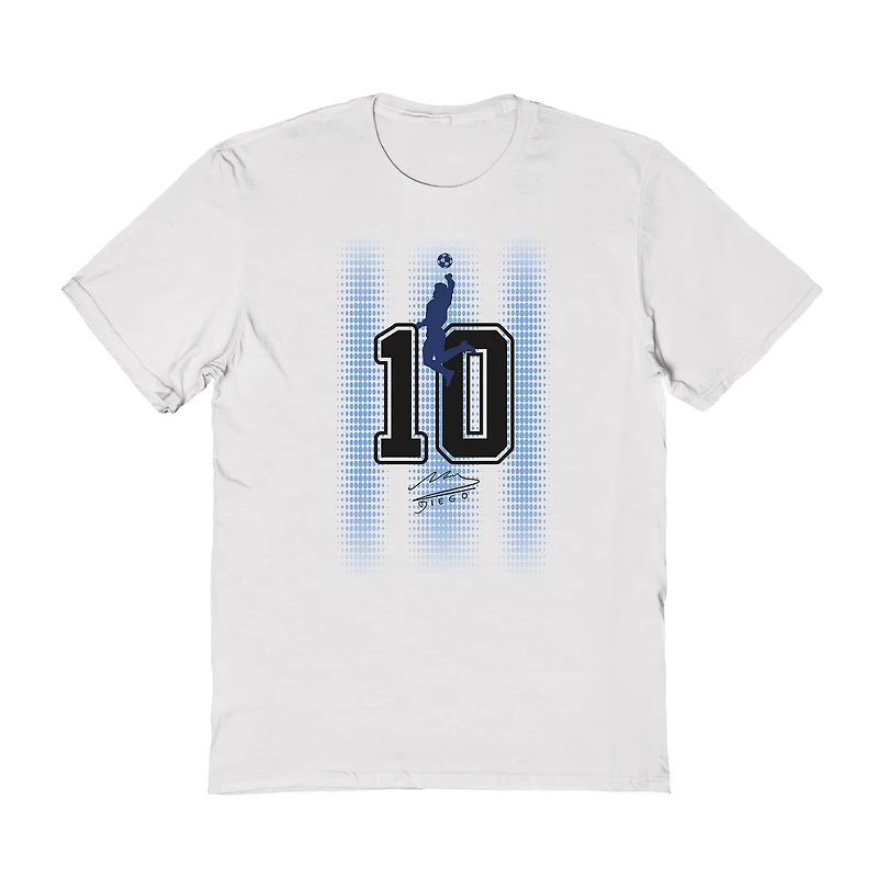 Men's Vive La Fete Diego Maradona White Argentina National Team Number & Signature T-Shirt