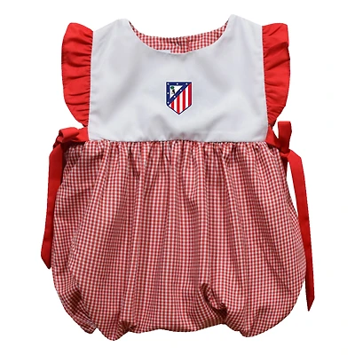 Girls Infant Vive La Fete  Red Atletico de Madrid Gingham Bubble Dress