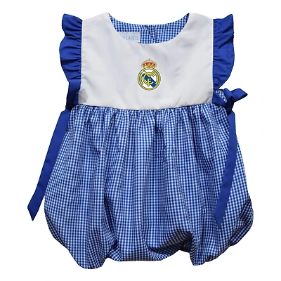 Girls Infant Vive La Fete  Royal Real Madrid Gingham Bubble Dress