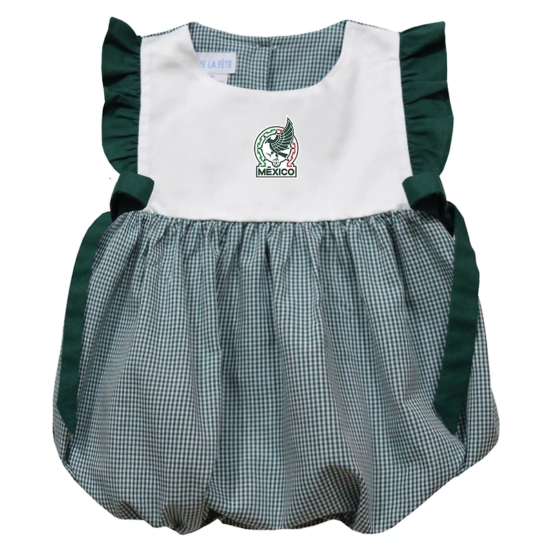 Girls Infant Vive La Fete  Green Mexico National Team Gingham Bubble Dress