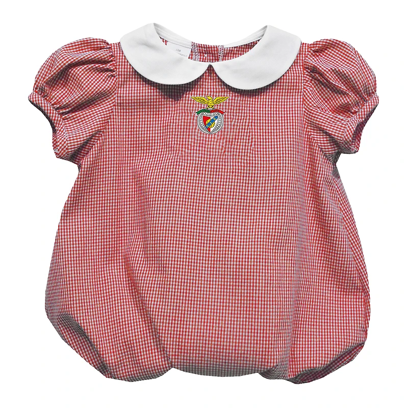 Girls Infant Vive La Fete  Red Benfica Gingham Puffy Bubble Dress