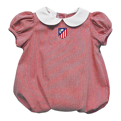 Girls Infant Vive La Fete  Red Atletico de Madrid Gingham Puffy Bubble Dress