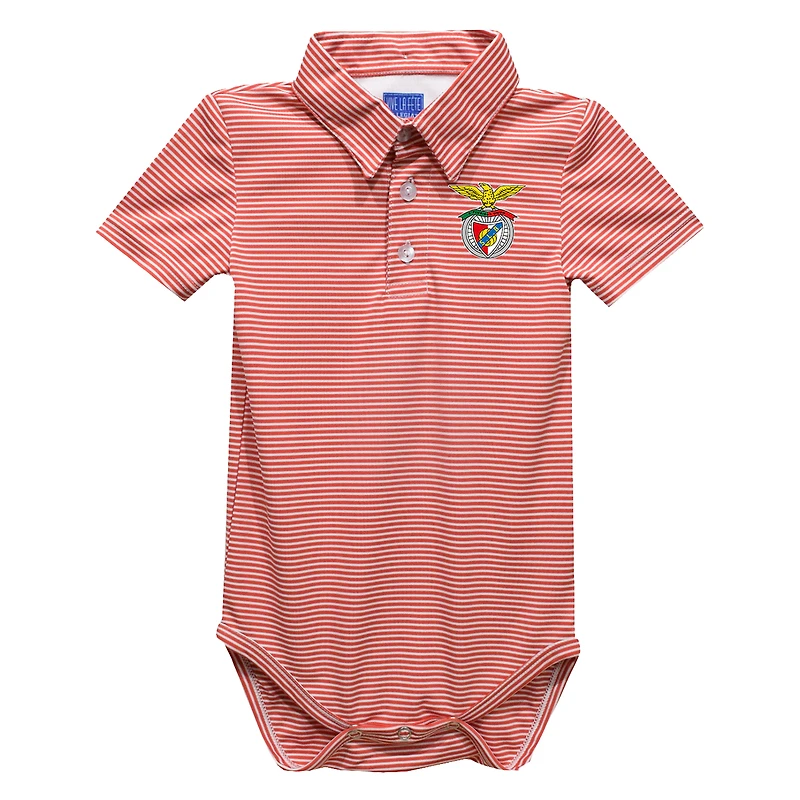 Infant Vive La Fete  Red Benfica Pencil Stripe Polo Bodysuit