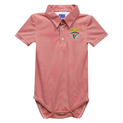 Infant Vive La Fete  Red Benfica Pencil Stripe Polo Bodysuit
