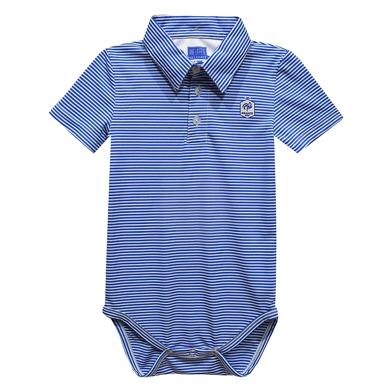 Infant Vive La Fete Royal France National Team Pencil Stripe Polo Bodysuit