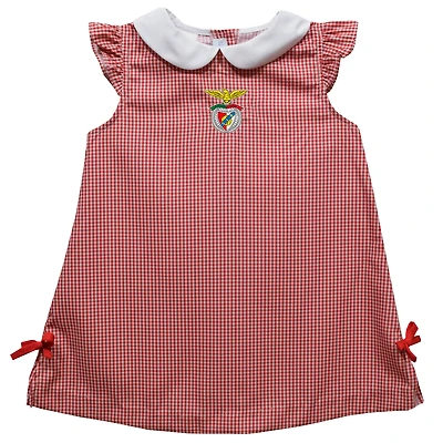 Girls Infant Vive La Fete  Red Benfica Mini Check Pattern A-Line Dress