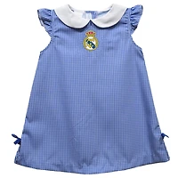 Girls Infant Vive La Fete  Royal Real Madrid Mini Check Pattern A-Line Dress