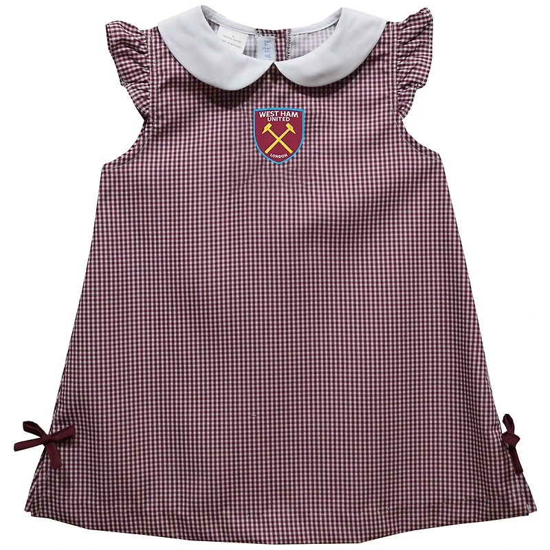 Girls Infant Vive La Fete Maroon West Ham United Mini Check Pattern A-Line Dress