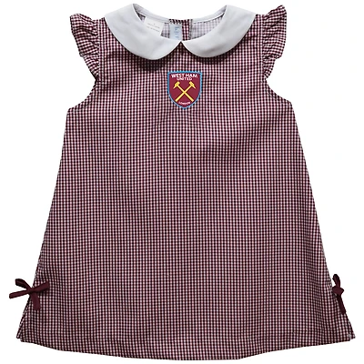 Girls Infant Vive La Fete  Maroon West Ham United Mini Check Pattern A-Line Dress