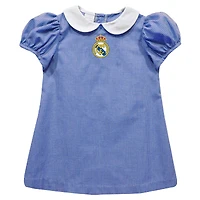 Girls Infant Vive La Fete  Royal Real Madrid Gingham Puffy A-Line Dress