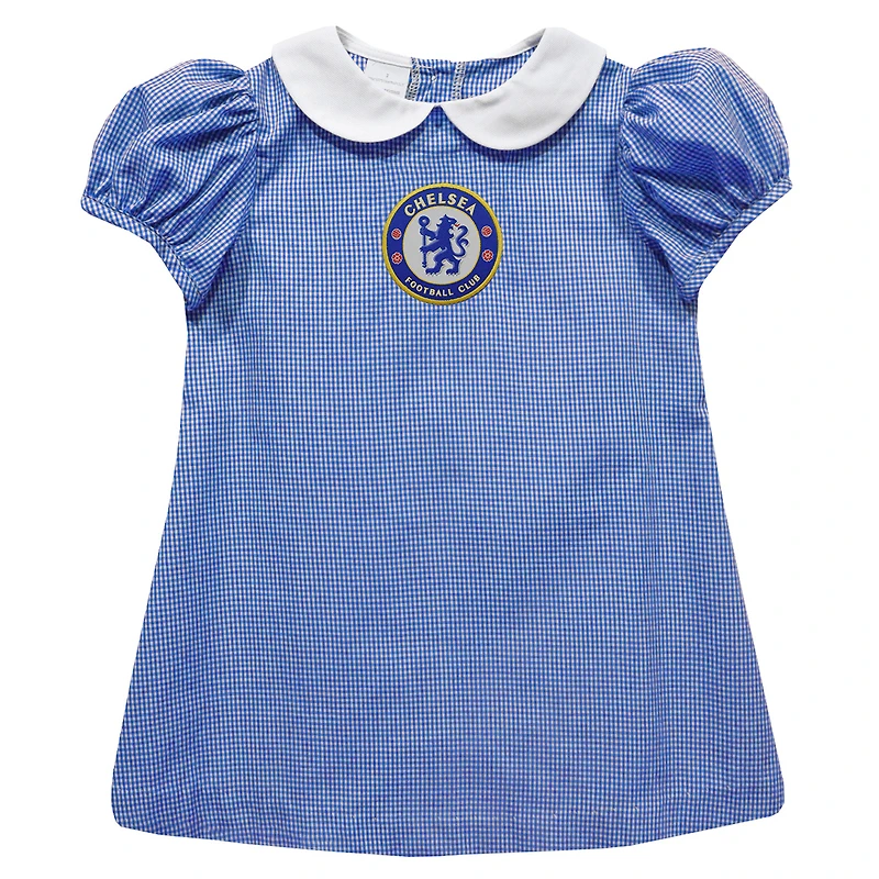 Girls Infant Vive La Fete  Royal Chelsea Gingham Puffy A-Line Dress