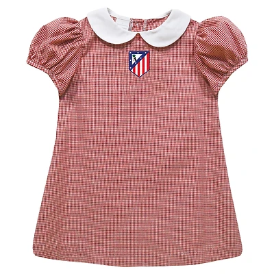 Girls Infant Vive La Fete  Red Atletico de Madrid Gingham Puffy A-Line Dress
