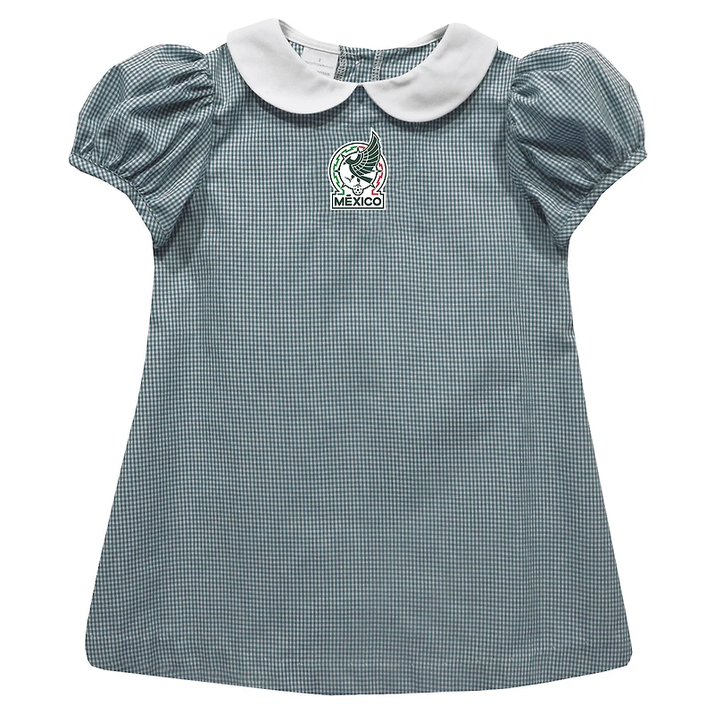 Girls Infant Vive La Fete  Green Mexico National Team Gingham Puffy A-Line Dress