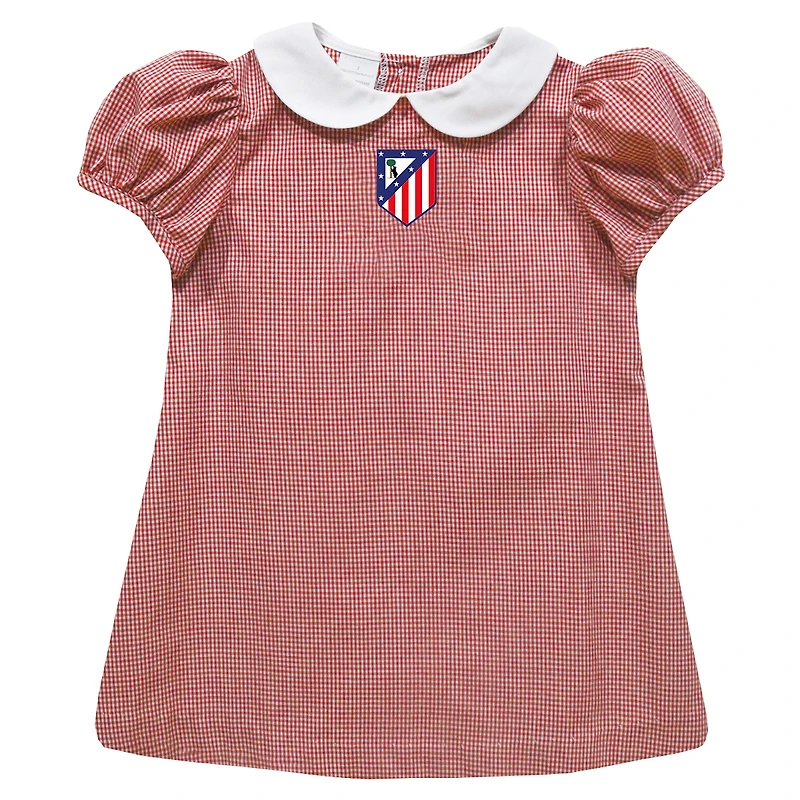 Girls Toddler Vive La Fete  Red Atletico de Madrid Gingham Puffy A-Line Dress