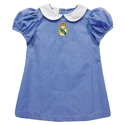 Girls Toddler Vive La Fete  Royal Real Madrid Gingham Puffy A-Line Dress