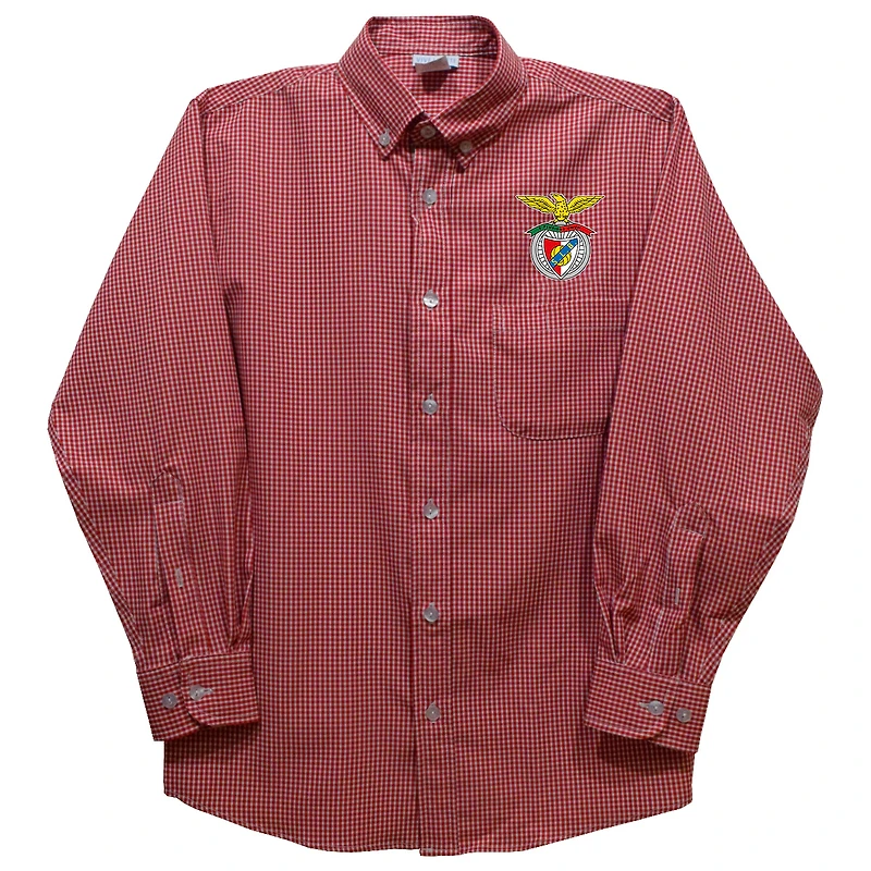 Infant Vive La Fete  Red Benfica Gingham Button-Down Long Sleeve Shirt