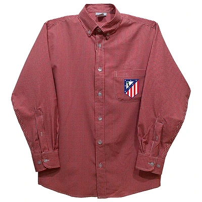 Infant Vive La Fete  Red Atletico de Madrid Gingham Button-Down Long Sleeve Shirt