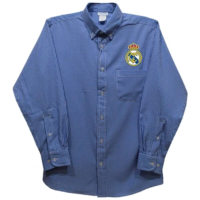 Infant Vive La Fete  Royal Real Madrid Gingham Button-Down Long Sleeve Shirt