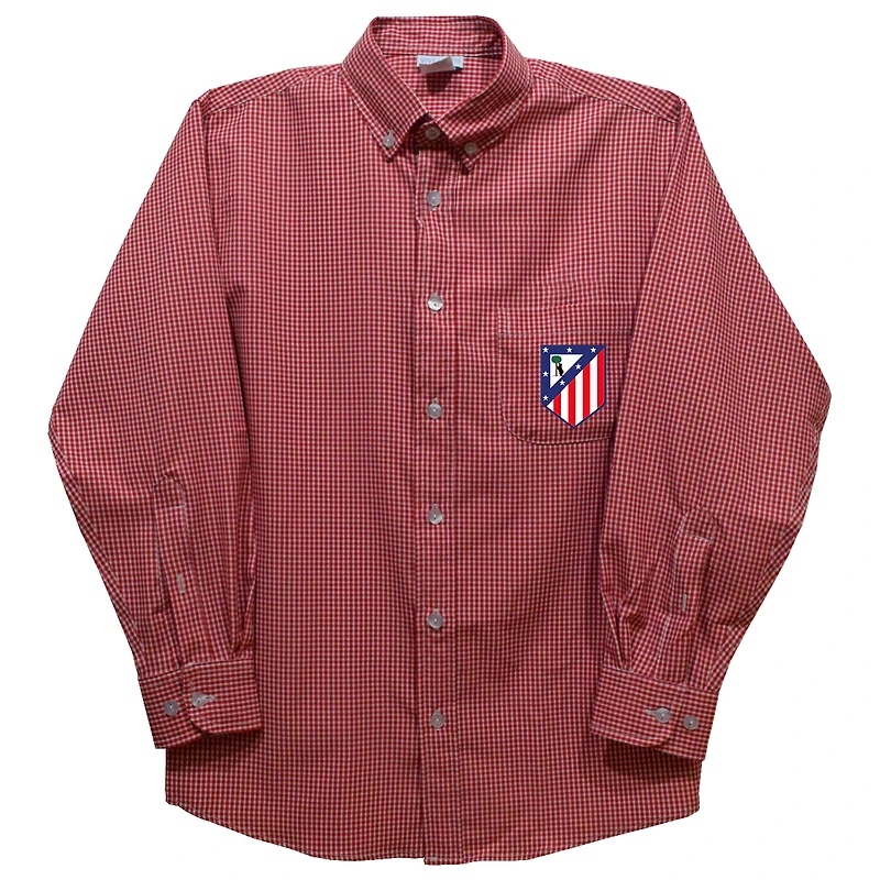 Toddler Vive La Fete Red Atletico de Madrid Gingham Button-Down Long Sleeve Shirt