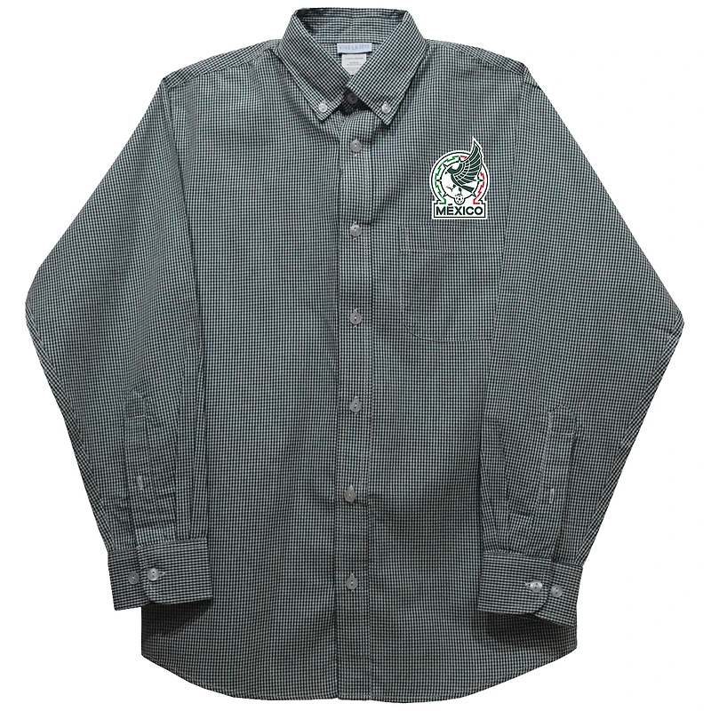 Toddler Vive La Fete  Green Mexico National Team Gingham Button-Down Long Sleeve Shirt