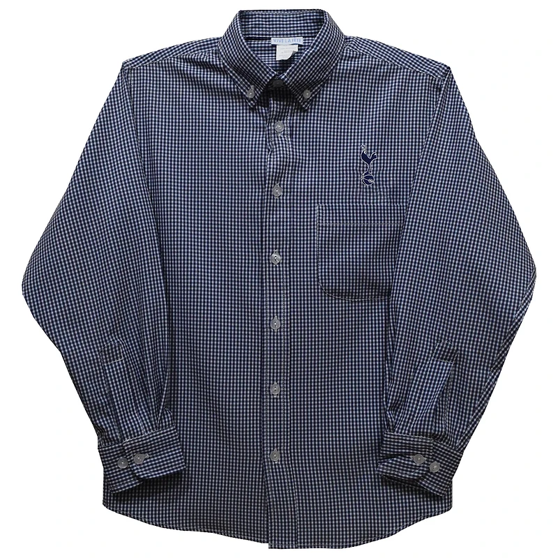 Youth Vive La Fete  Navy Tottenham Hotspur Gingham Button-Down Long Sleeve Shirt