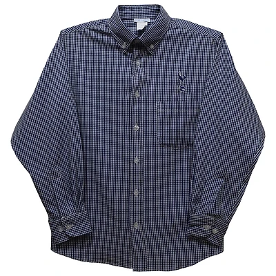 Youth Vive La Fete  Navy Tottenham Hotspur Gingham Button-Down Long Sleeve Shirt