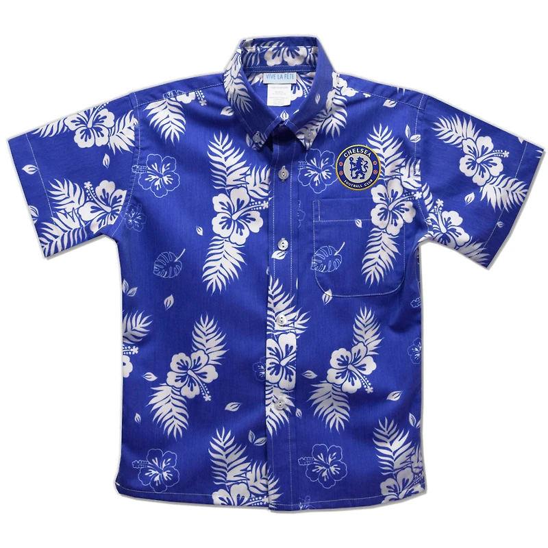 Toddler Vive La Fete  Royal Chelsea Hawaiian Print Button-Down Shirt