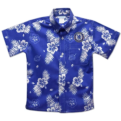 Toddler Vive La Fete  Royal Chelsea Hawaiian Print Button-Down Shirt