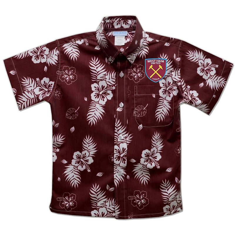 Youth Vive La Fete  Maroon West Ham United Hawaiian Print Button-Down Shirt