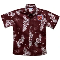 Youth Vive La Fete  Maroon West Ham United Hawaiian Print Button-Down Shirt