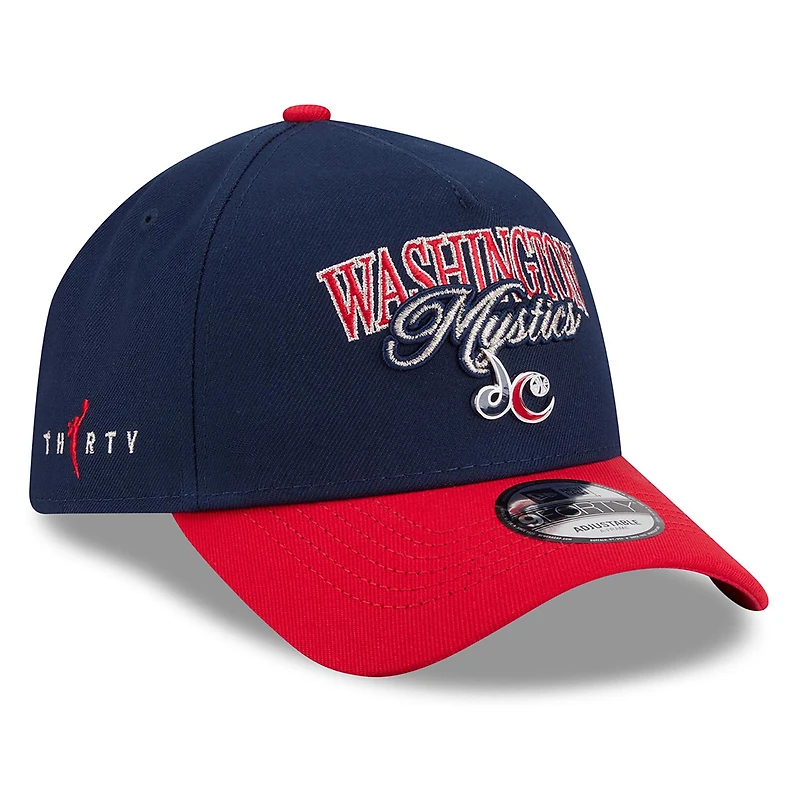 Unisex New Era Navy/Red Washington Mystics WNBA Tip-Off 2026 Metal Badge A-Frame 9FORTY Adjustable Hat