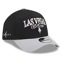 Unisex New Era Black/Gray Las Vegas Aces WNBA Tip-Off 2026 Metal Badge A-Frame 9FORTY Adjustable Hat