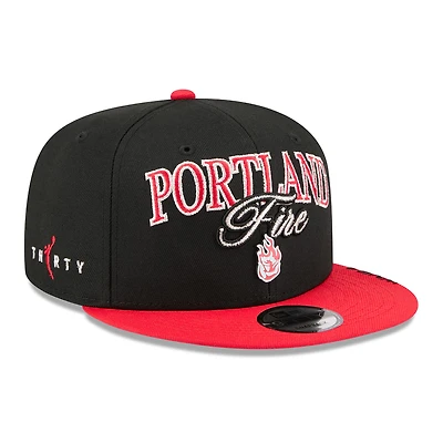Unisex New Era Black/Red Portland Fire WNBA Tip-Off 2026 Metal Badge A-Frame 9FIFTY Snapback Hat