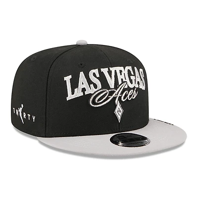 Unisex New Era Black/Gray Las Vegas Aces WNBA Tip-Off 2026 Metal Badge A-Frame 9FIFTY Snapback Hat
