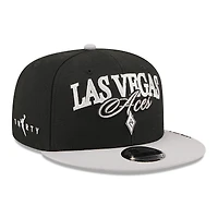 Unisex New Era Black/Gray Las Vegas Aces WNBA Tip-Off 2026 Metal Badge A-Frame 9FIFTY Snapback Hat