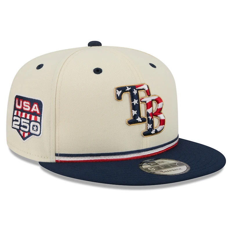 Men's New Era Cream/Navy Tampa Bay Rays USA 250 Fourth of July 9FIFTY Snapback Hat