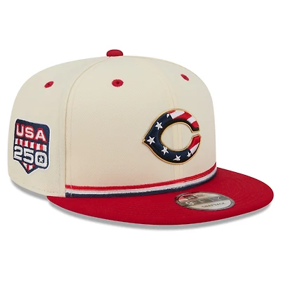 Men's New Era Cream/Red Cincinnati Reds USA 250 Fourth of July 9FIFTY Snapback Hat