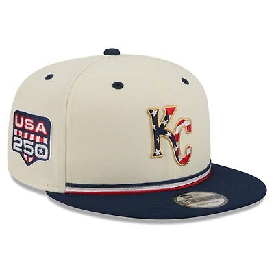 Men's New Era Cream/Navy Kansas City Royals USA 250 Fourth of July 9FIFTY Snapback Hat