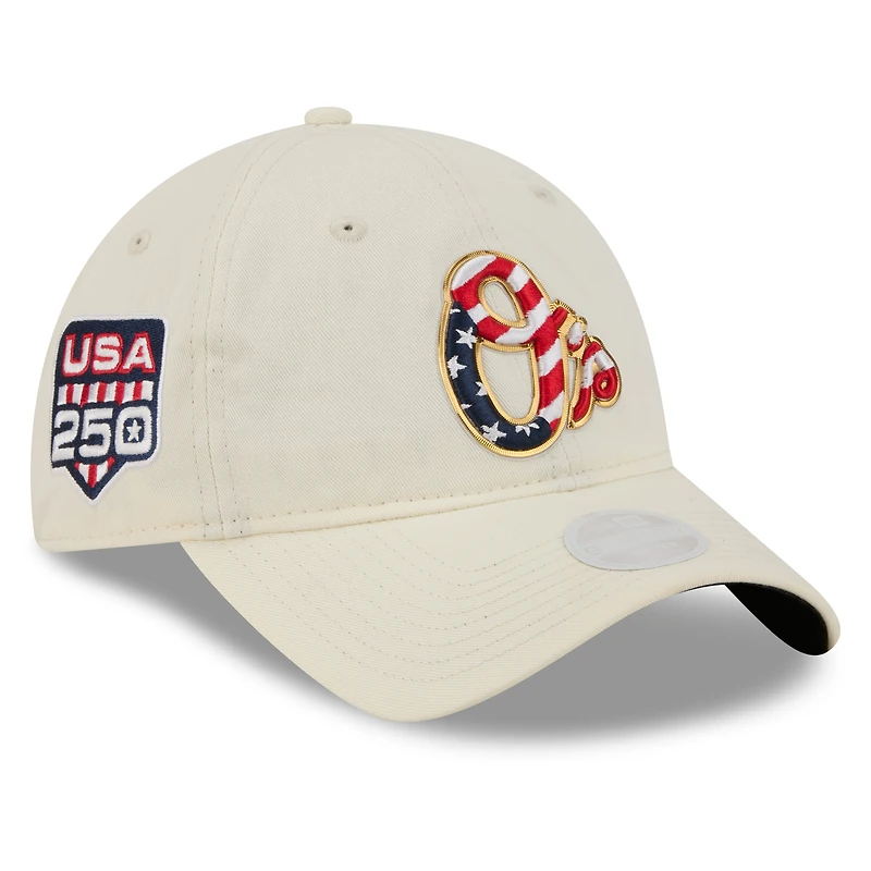 Women's New Era Cream Baltimore Orioles USA 250 Fourth of July 9TWENTY Adjustable Hat