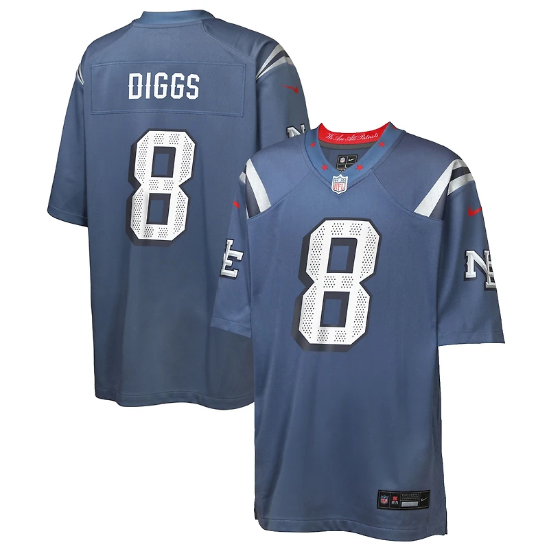 Youth Nike Stefon Diggs Storm Blue New England Patriots 2025 Rivalries Collection Game Jersey