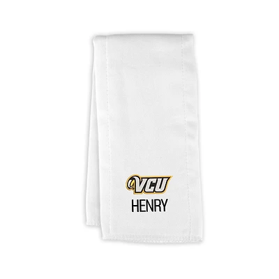 Infant Chad & Jake White VCU Rams Primary Personalized Burp Cloth