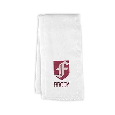 Infant Chad & Jake White Fordham Rams Primary Personalized Burp Cloth