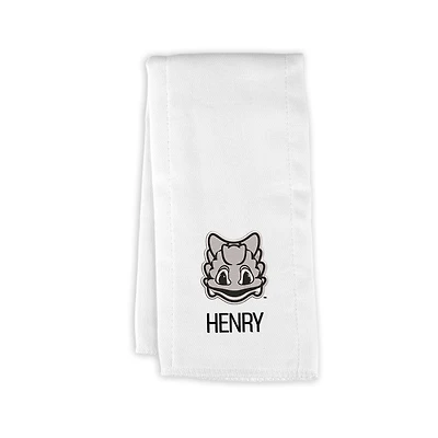 Infant Chad & Jake White TCU Horned Frogs Mascot Personalized Burp Cloth