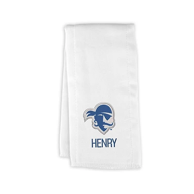 Infant Chad & Jake White Seton Hall Pirates Primary Personalized Burp Cloth