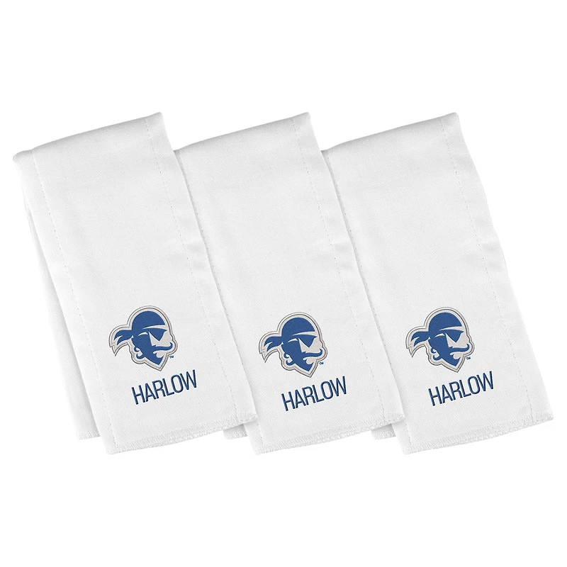 Infant Chad & Jake White Seton Hall Pirates Primary Personalized Burp Cloth 3-Pack