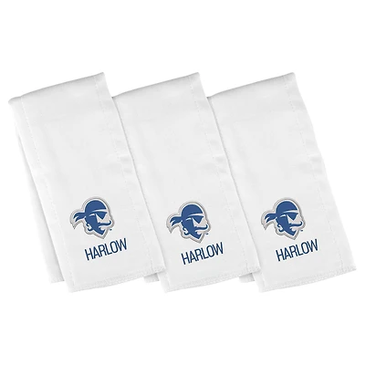 Infant Chad & Jake White Seton Hall Pirates Primary Personalized Burp Cloth 3-Pack