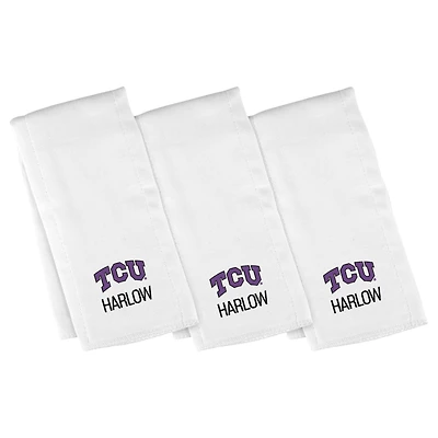 Infant Chad & Jake White TCU Horned Frogs Primary Personalized Burp Cloth 3-Pack