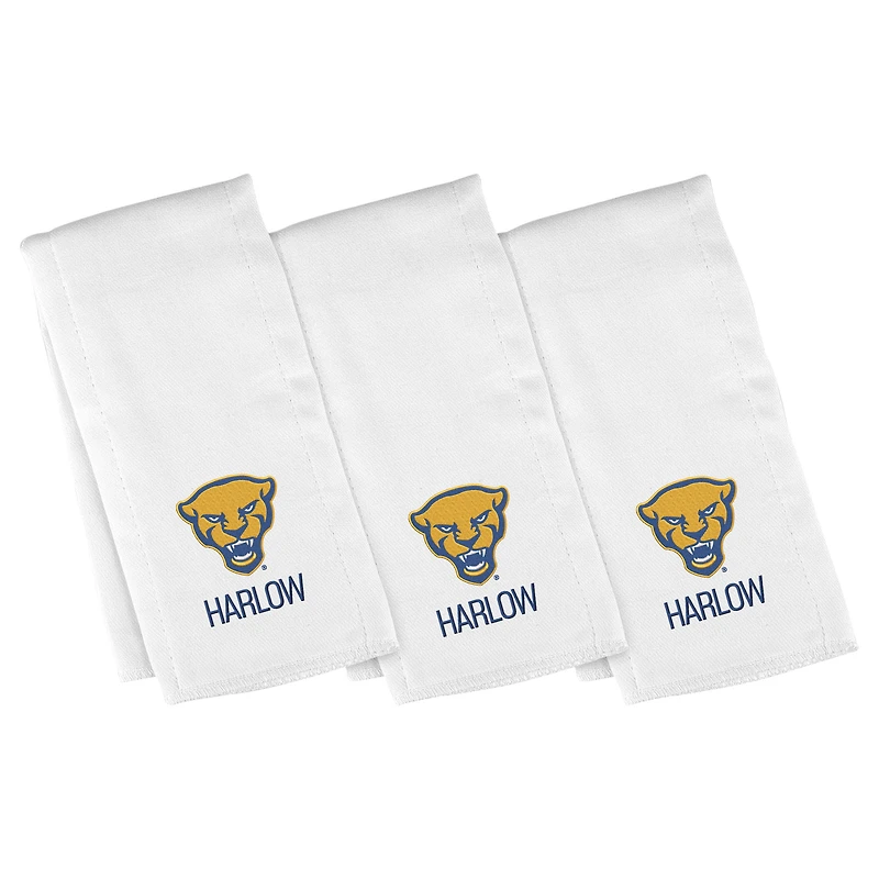 Infant Chad & Jake White Pitt Panthers Mascot Personalized Burp Cloth 3-Pack
