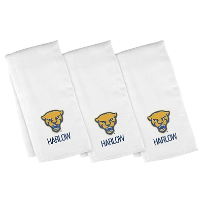 Infant Chad & Jake White Pitt Panthers Mascot Personalized Burp Cloth 3-Pack