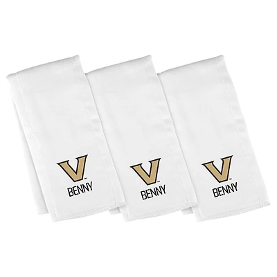 Infant Chad & Jake White Vanderbilt Commodores Primary Personalized Burp Cloth 3-Pack